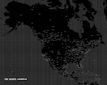 Veľká interaktívna mapa Severnej Ameriky s pripínačkami, ktorými si označíte miesta, ktoré ste navštívili alebo chcete navštíviť.
